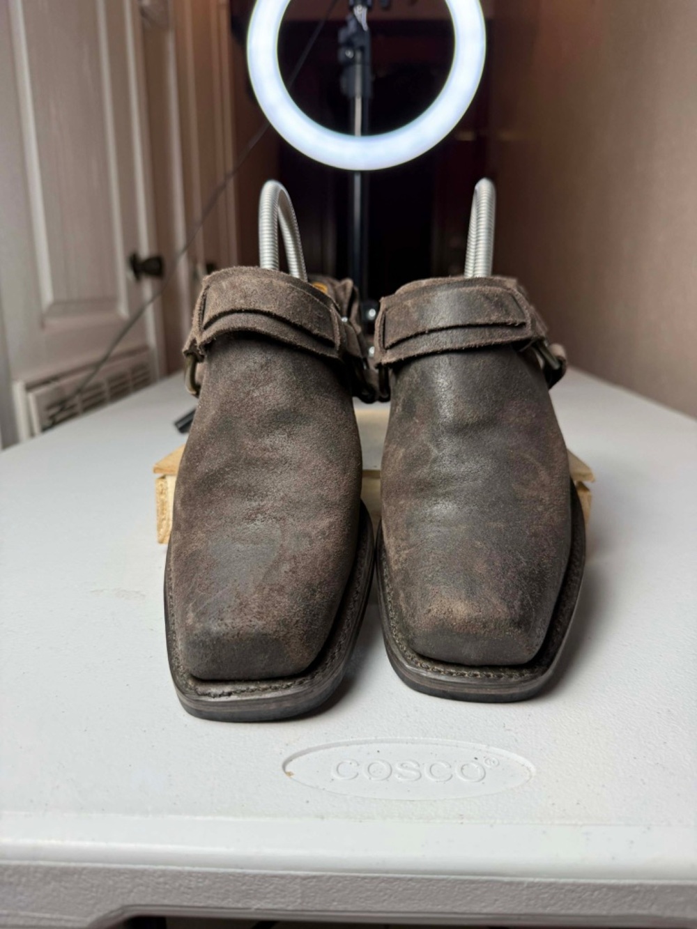 FRYE Belted Harness Mules
Clogs Biker Riding Brown Leather Size 7.5 USA Made - Picture 4 of 14